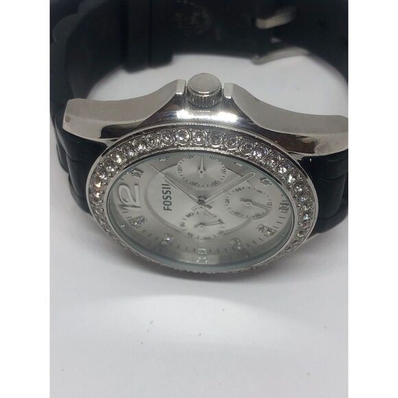 Fossil ES3202 Women's Black Strap Analog Rose Gold Dial Quartz Wrist Watch CM261 - Picture 6 of 9